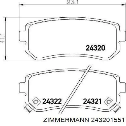 Pastillas traseras de freno Zimmermann 243201551 precio, desde 18,95 EUR