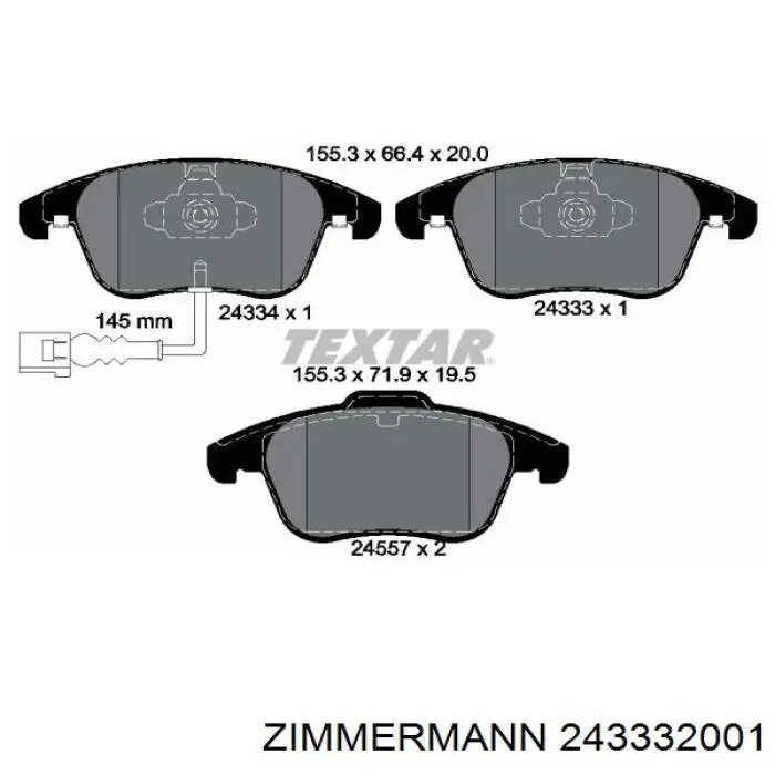 Comprar 243332001 Zimmermann Pastillas delanteras de freno