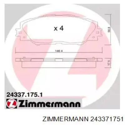 Pastillas de freno delanteras Zimmermann 243371751