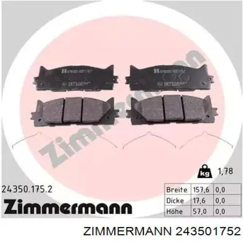 Pastillas freno delanteras Zimmermann 243501752 precio, desde 29,08 EUR
