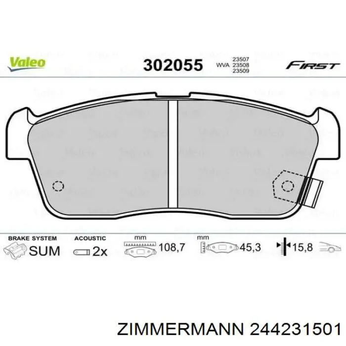 244231501 Zimmermann pastillas de freno delanteras