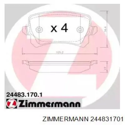 244831701 Zimmermann Pastillas freno traseras