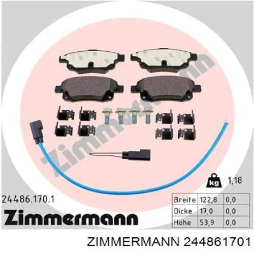 244861701 Zimmermann pastillas de freno traseras