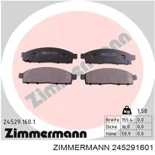 245291601 Zimmermann pastillas de freno delanteras