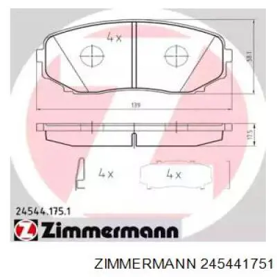 Comprar 245441751 Zimmermann Pastillas delanteras de freno