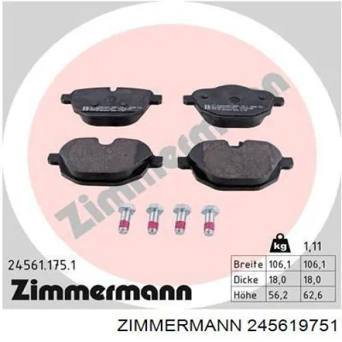 24561.975.1 Zimmermann pastillas de freno traseras