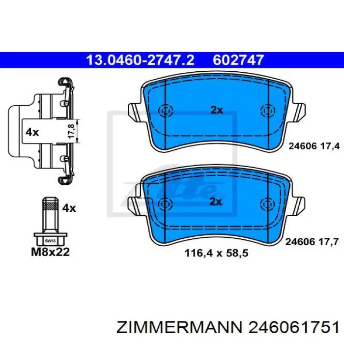 Comprar 246061751 Zimmermann Pastillas de freno traseras