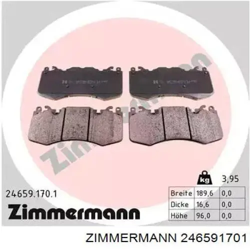 Comprar 246591701 Zimmermann Pastillas delanteras de freno