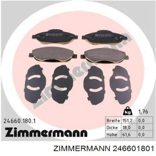 246601801 Zimmermann pastillas de freno delanteras