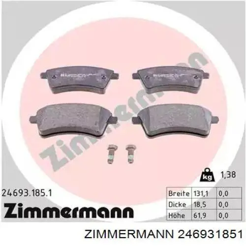 246931851 Zimmermann pastillas de freno delanteras