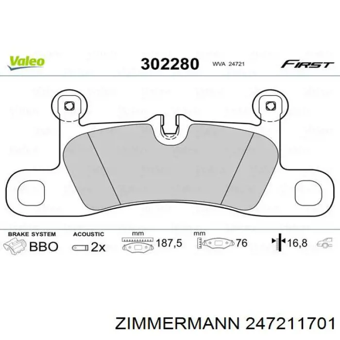 Pastillas traseras de freno Zimmermann 247211701 precio, desde 52,68 EUR
