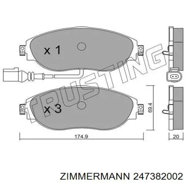 Comprar 247382002 Zimmermann Pastillas delanteras de freno
