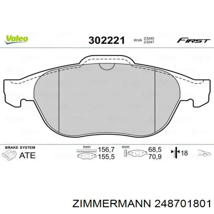 248701801 Zimmermann pastillas de freno delanteras