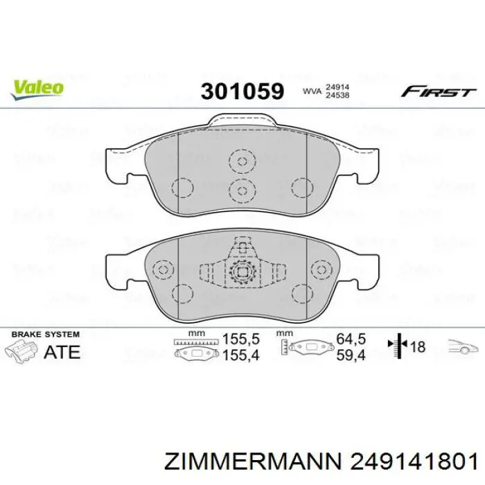Pastillas freno delanteras Zimmermann 249141801 precio, desde 28,30 EUR