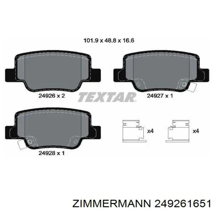 249261651 Zimmermann pastillas de freno traseras