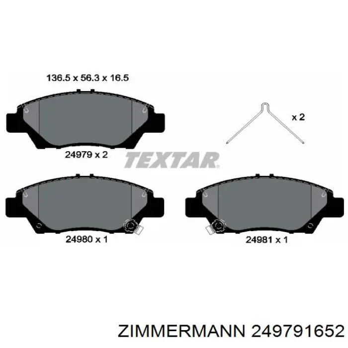 249791652 Zimmermann pastillas de freno delanteras