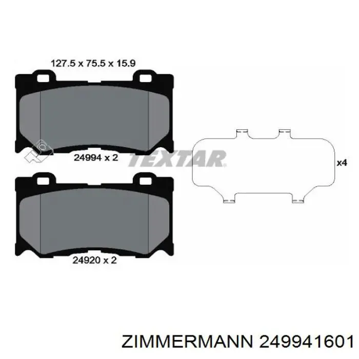 Comprar 249941601 Zimmermann Pastillas delanteras de freno