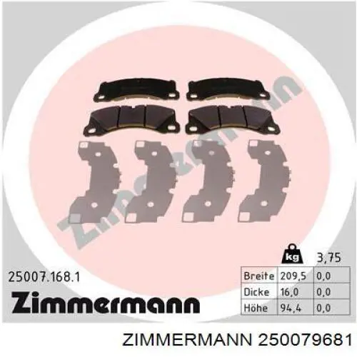 250079681 Zimmermann pastillas de freno delanteras