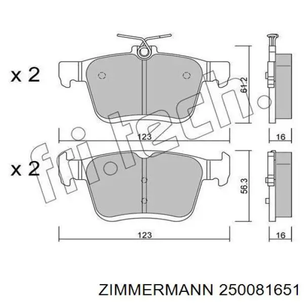 250081651 Zimmermann Pastillas freno traseras