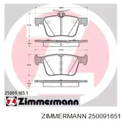 Comprar 250091651 Zimmermann Pastillas de freno traseras