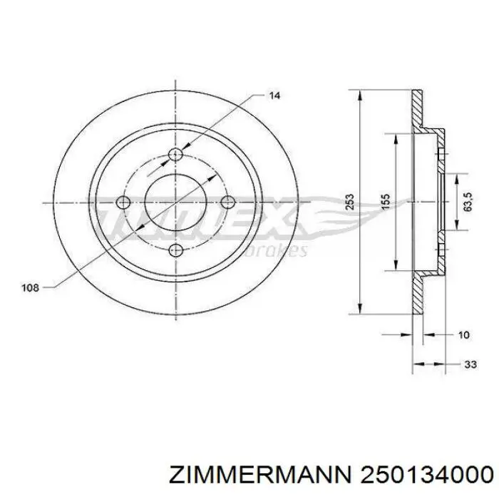 Disco de freno trasero Ford Sierra 1 GBC