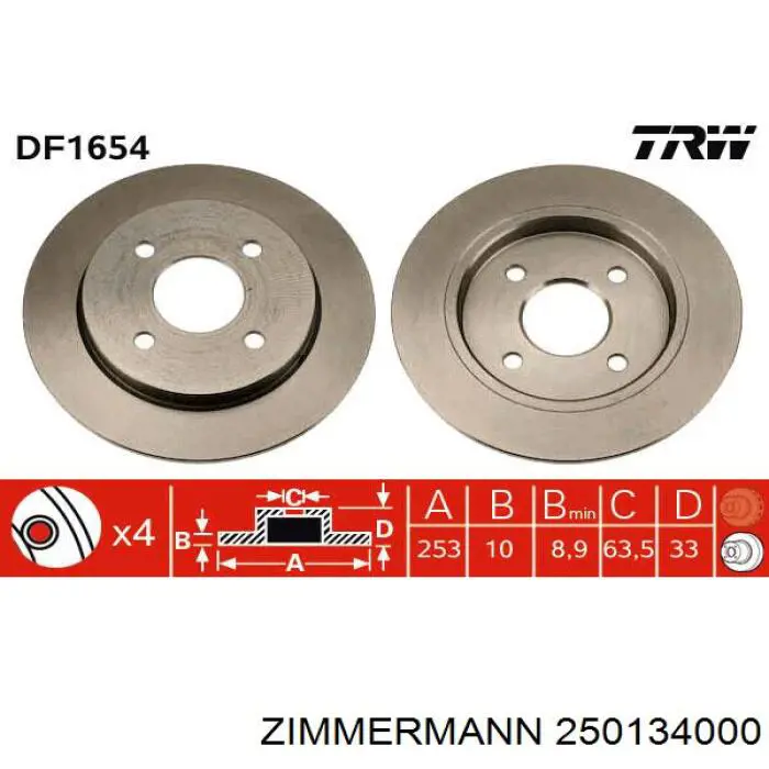Disco de freno trasero Ford Sierra 1 GBC