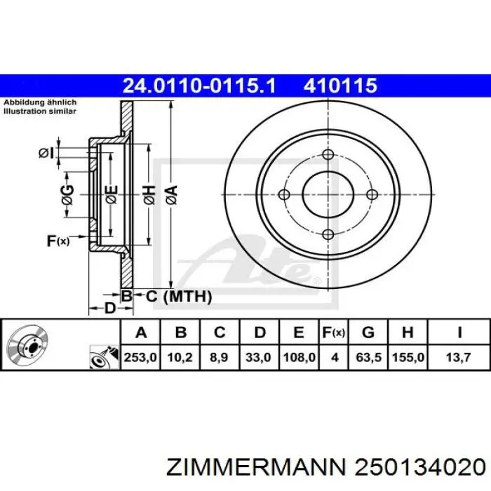 Disco de freno trasero Ford Sierra 1 GBC