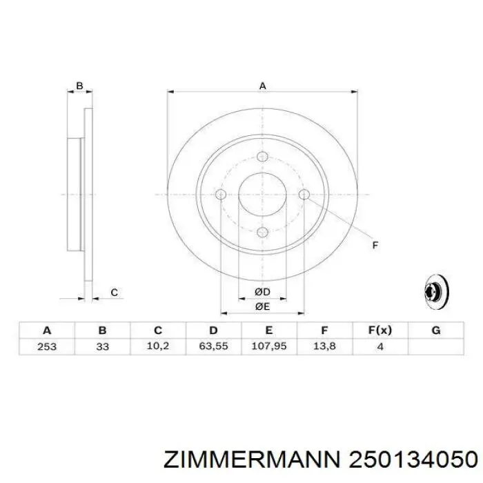 Disco de freno trasero Ford Sierra 1 GBC