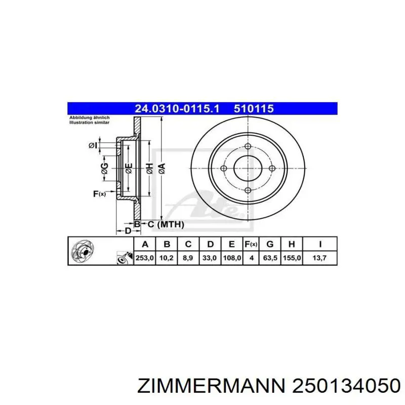 Disco de freno trasero Ford Sierra 1 GBC