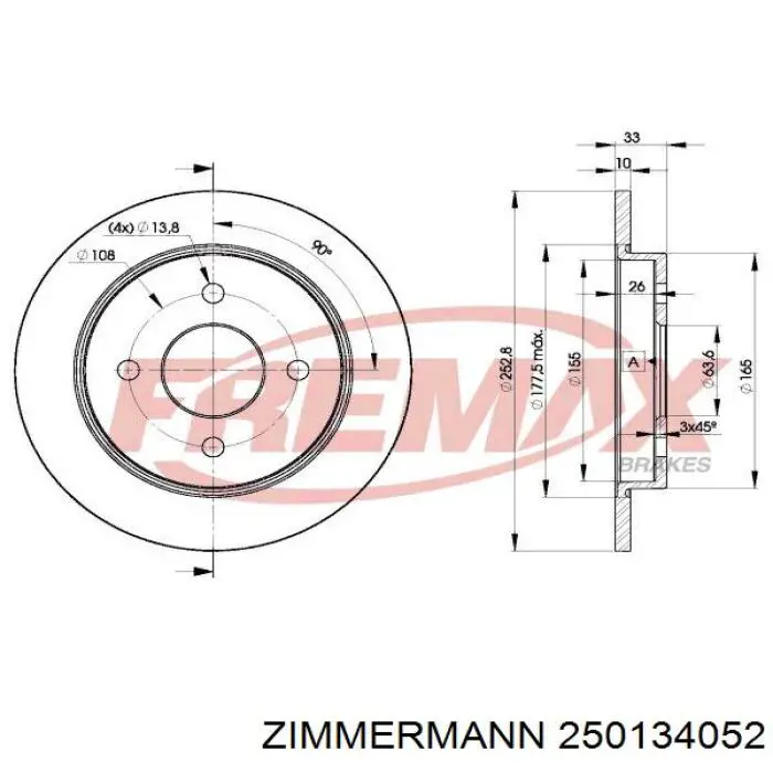 Disco de freno trasero Ford Sierra 1 GBC