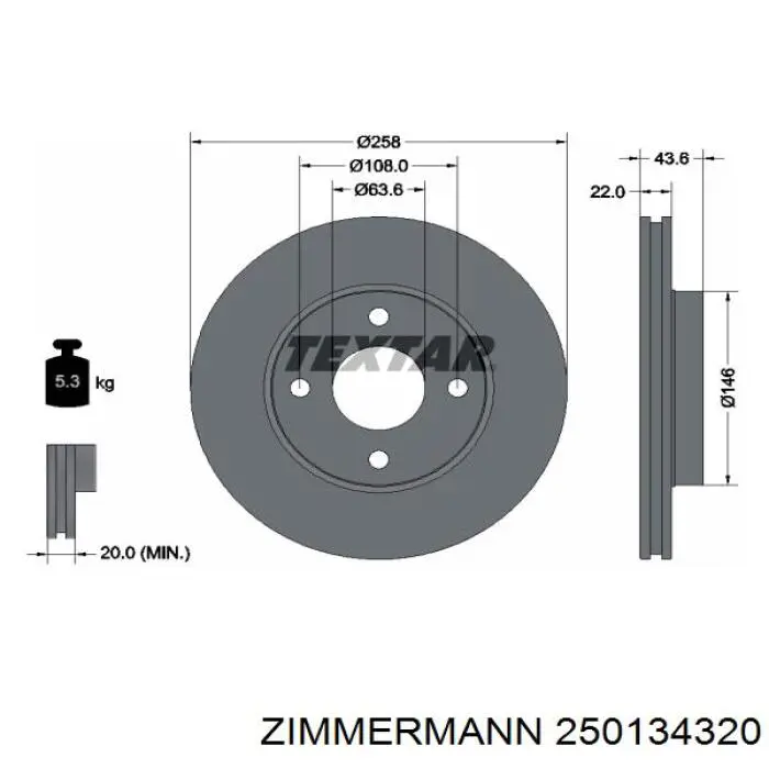 250134320 Zimmermann disco de freno delantero
