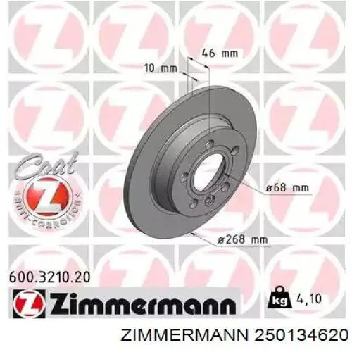 250134620 Zimmermann disco de freno delantero