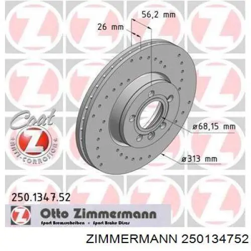 250134752 Zimmermann disco de freno delantero