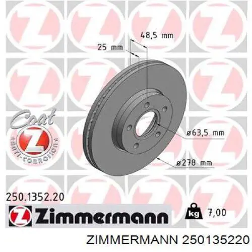 250.1352.20 Zimmermann freno de disco delantero