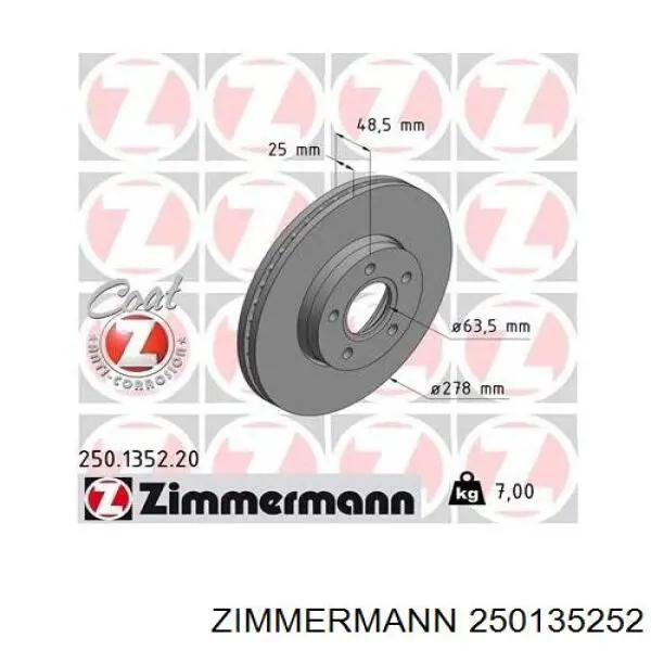 250135252 Zimmermann disco de freno delantero