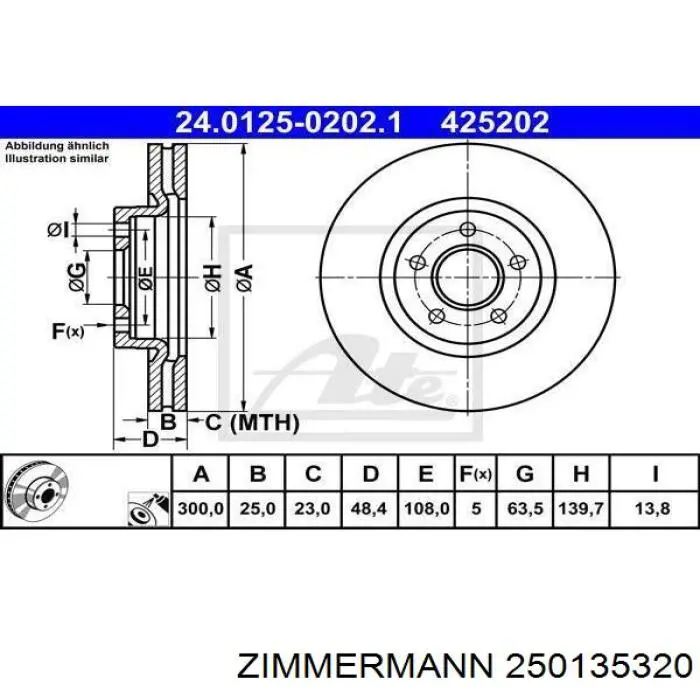 Freno de disco delantero Volvo V40 525, 526