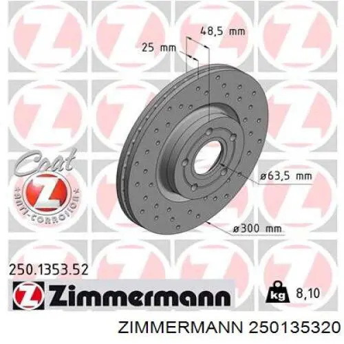 250.1353.20 Zimmermann disco de freno delantero