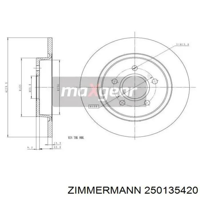 Disco de freno trasero Volvo V40 525, 526