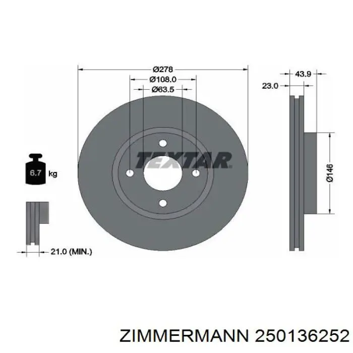 250136252 Zimmermann disco de freno delantero