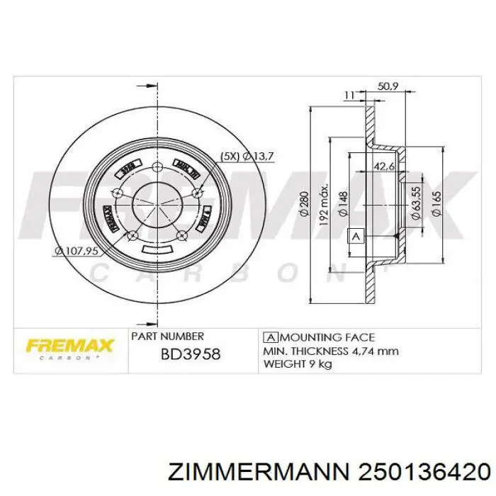 Frenos traseros Zimmermann 250136420