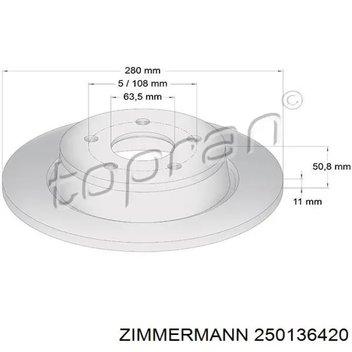 Disco de freno trasero 250136420 Zimmermann