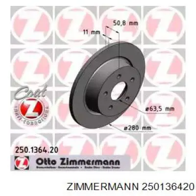 Disco de freno trasero 250136420 Zimmermann