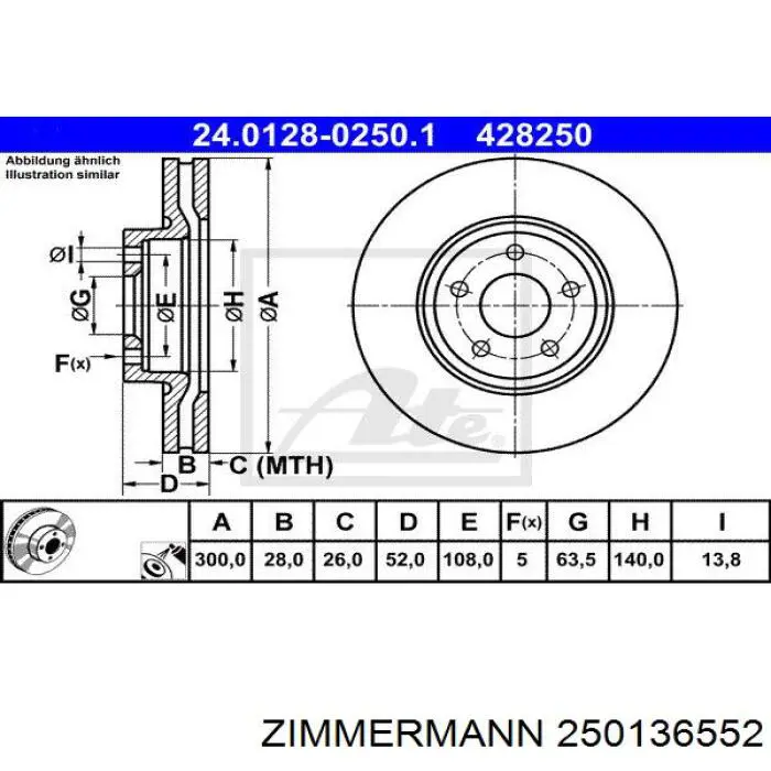 250136552 Zimmermann disco de freno delantero