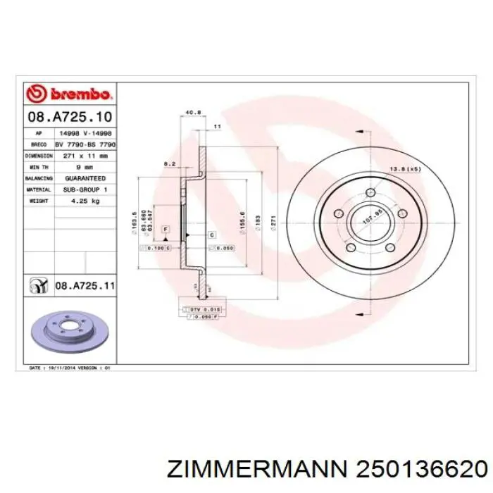 250136620 Zimmermann disco de freno trasero