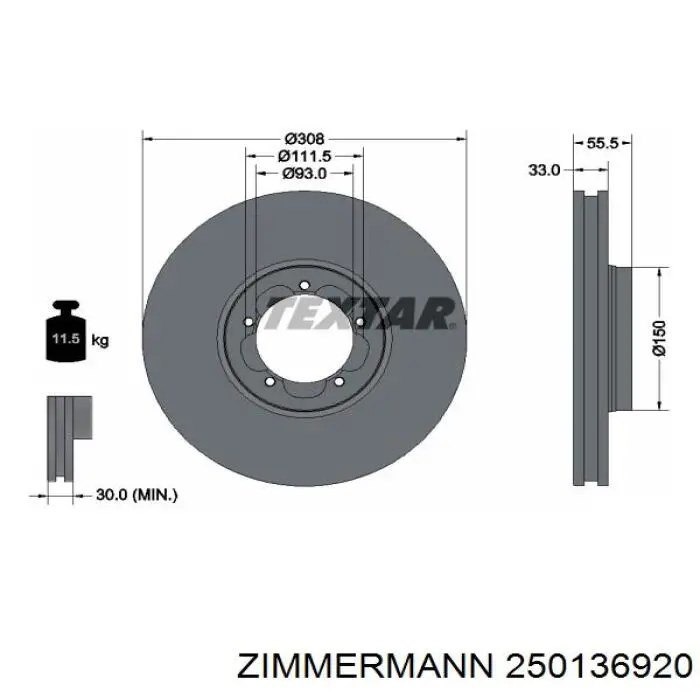 250.1369.20 Zimmermann freno de disco delantero