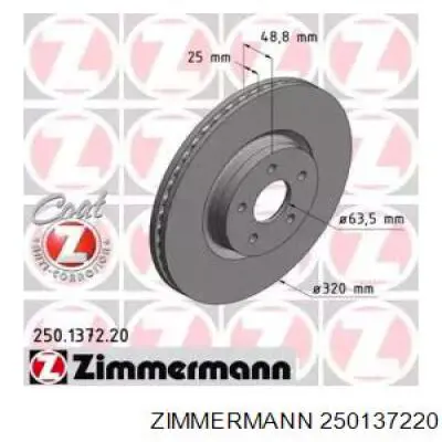 Disco de freno delantero Zimmermann 250137220