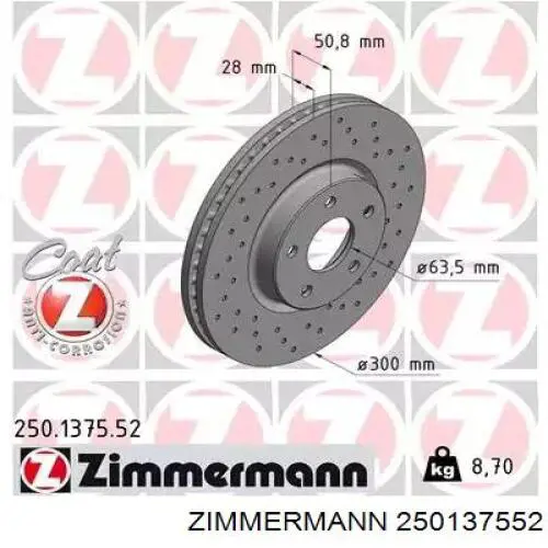 250.1375.52 Zimmermann freno de disco delantero