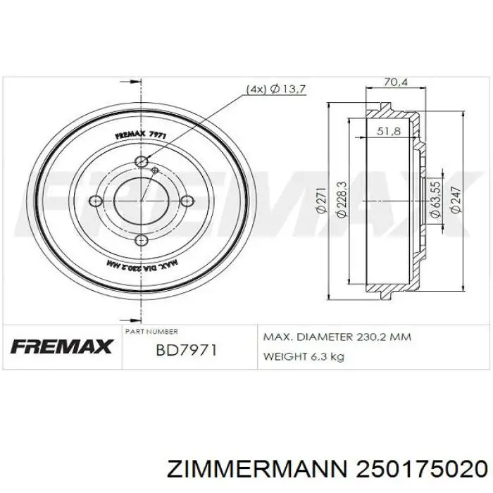 250.1750.20 Zimmermann freno de tambor trasero