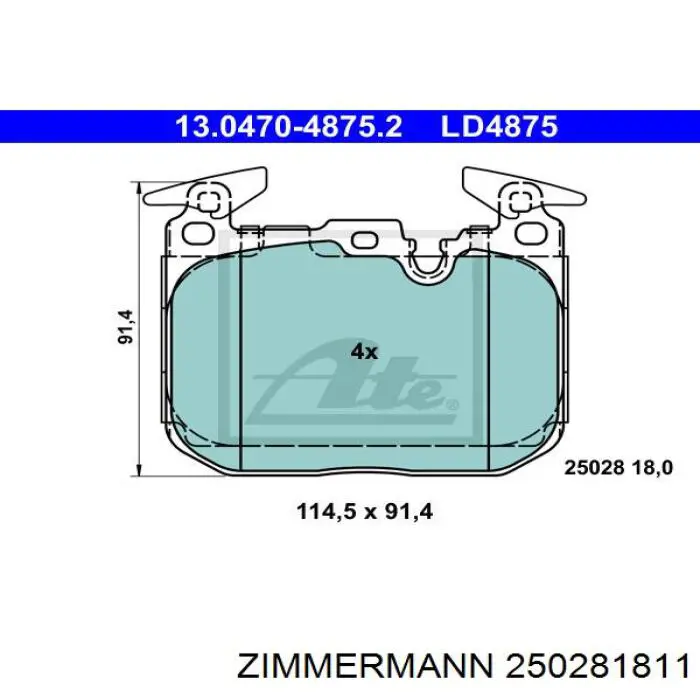 250281811 Zimmermann pastillas de freno delanteras