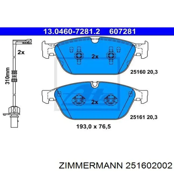 25160.200.2 Zimmermann pastillas de freno delanteras